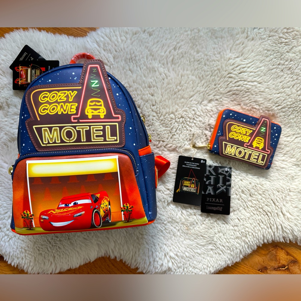 🚨NEW🚨Cars Cozy Cone Motel Glow Backpack & Wallet- Loungefly
